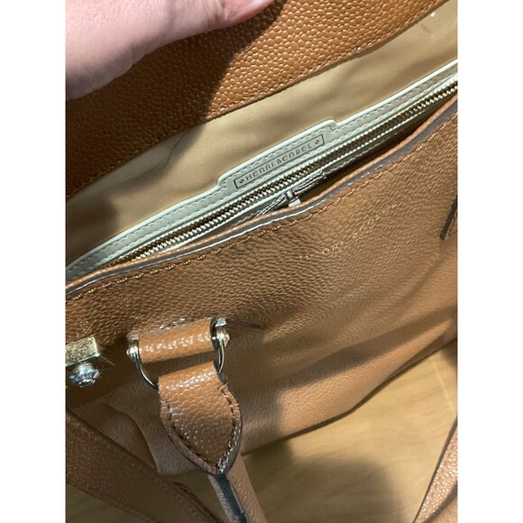 Henri Bendel Carlyle Satchel Pebbled Leather Carmel Handles & Crossbody Strap - Picture 13 of 14